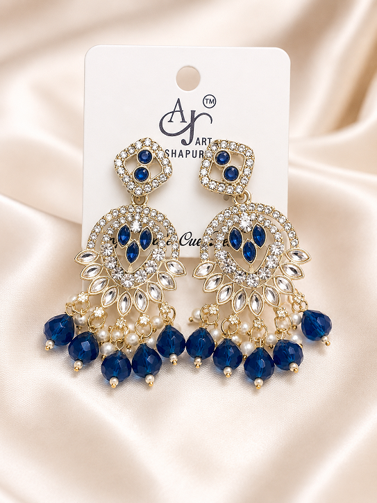 Royal Blue Chandbali Earrings
