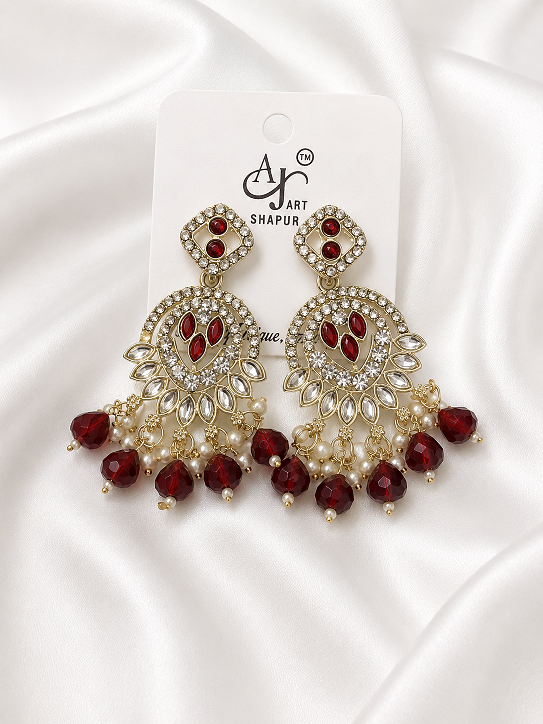 Ruby Red Chandbali Earrings