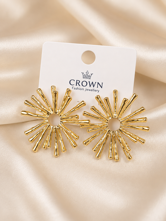 Golden Sunburst Statement Earrings – Elegant Fashion Jewellery