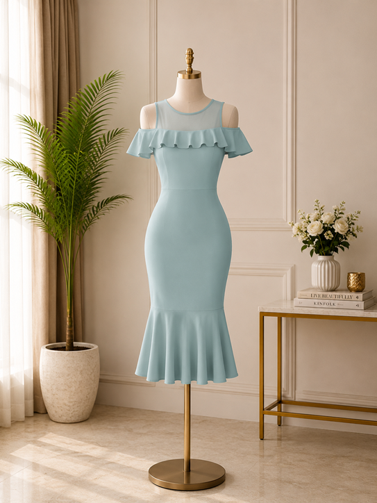 Women's Knitting stretchable Solid Round Neck Sleeveless Dress (Pista )        BSB71NYYYP_D_1429_Pista_L