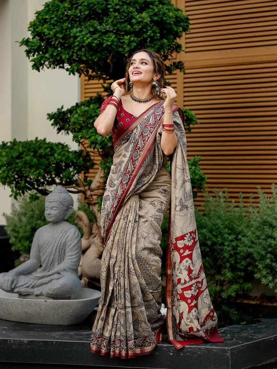 Maroon Floral Printed Saree(KPW 394)