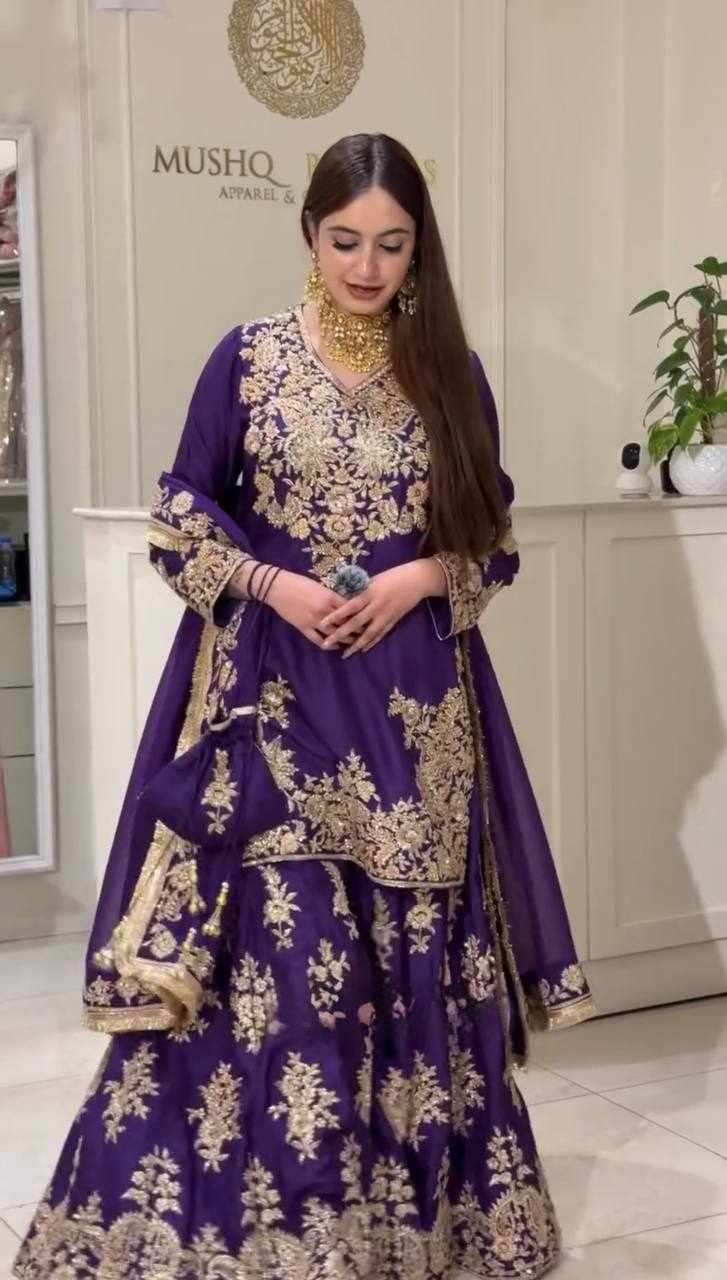 Premium Royal Purple Embroidered Anarkali Set  (RTC 6041)