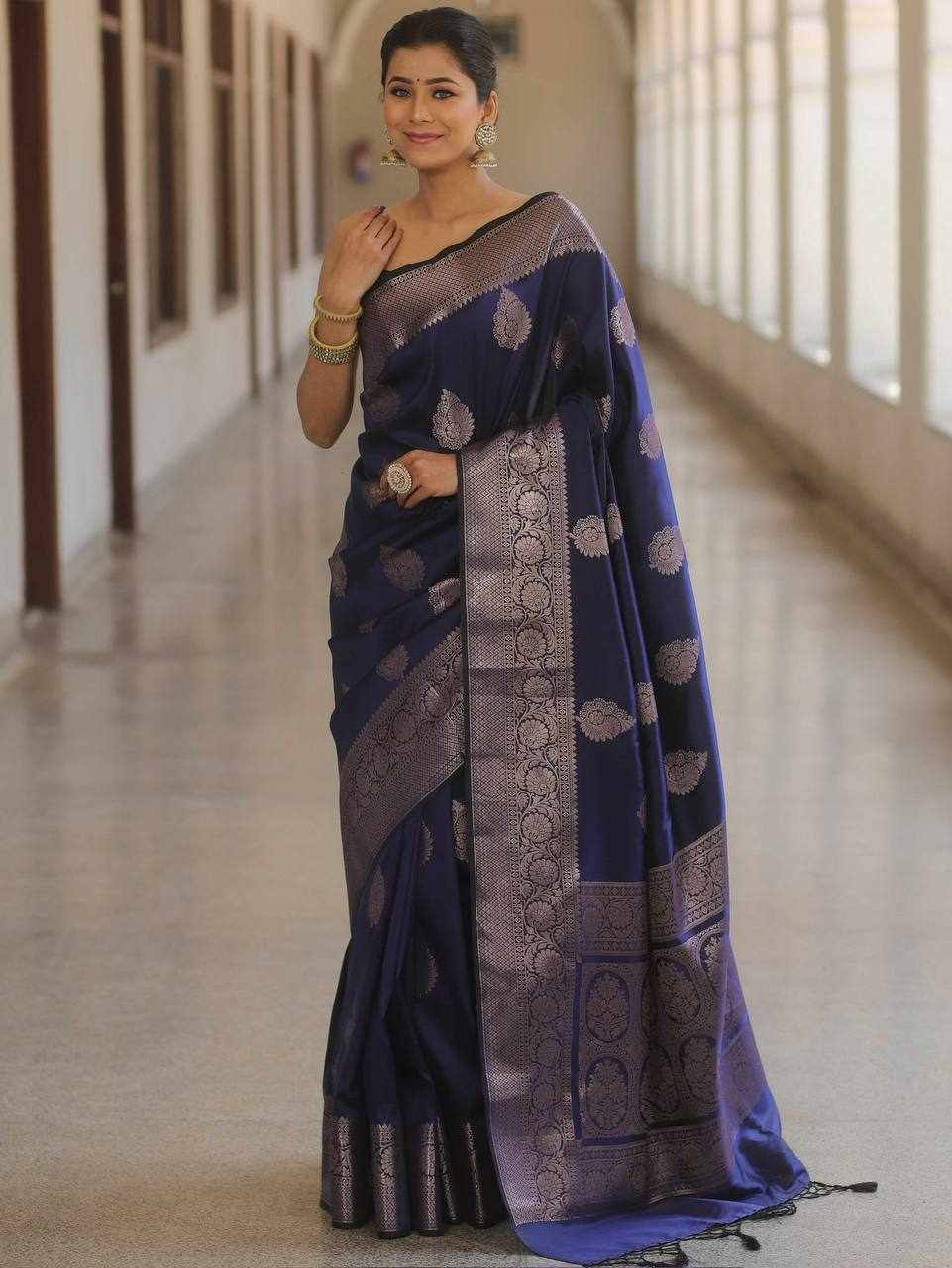 Navy Blue Banarasi Silk Saree (KP-R 275)