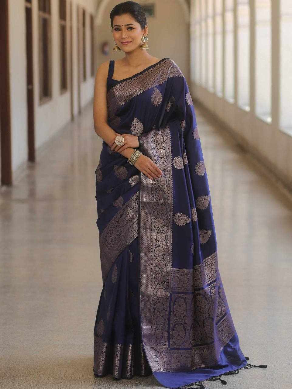 Navy Blue Banarasi Silk Saree (KP-R 275)