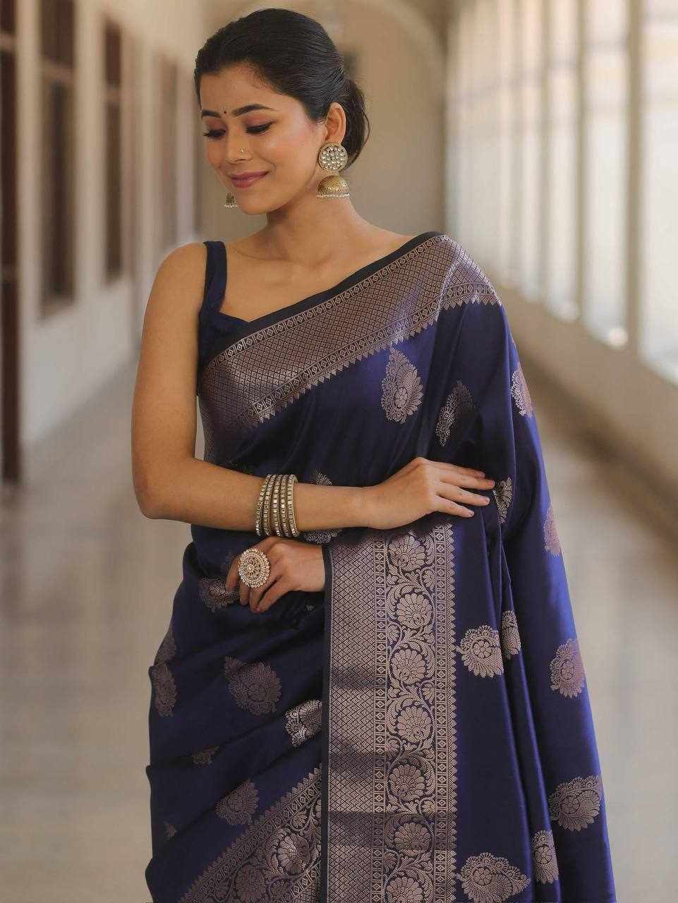 Navy Blue Banarasi Silk Saree (KP-R 275)