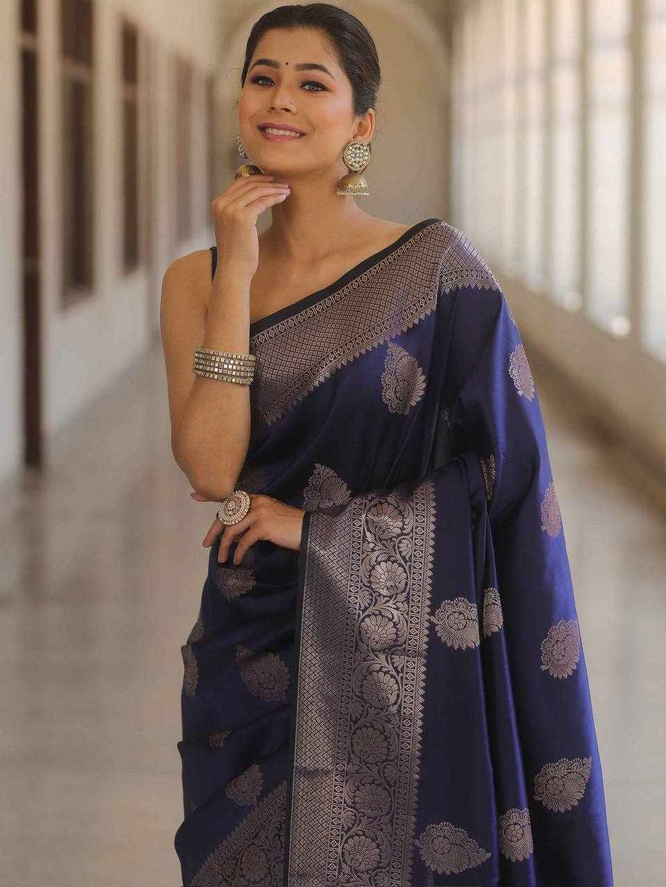 Navy Blue Banarasi Silk Saree (KP-R 275)