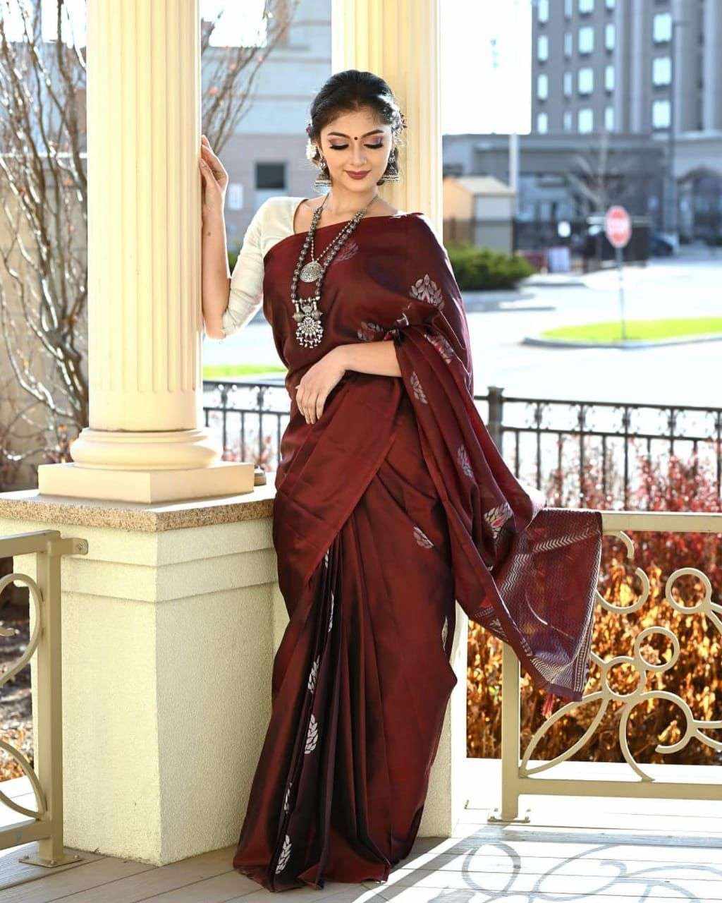 Maroon Litchi Silk Saree (MF 1850)