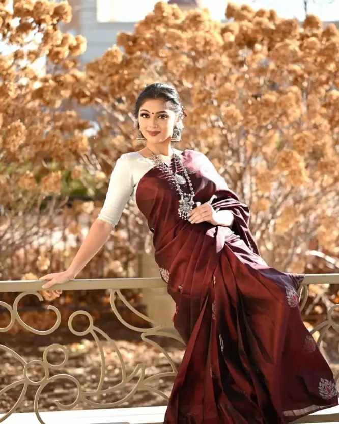 Maroon Litchi Silk Saree (MF 1850)