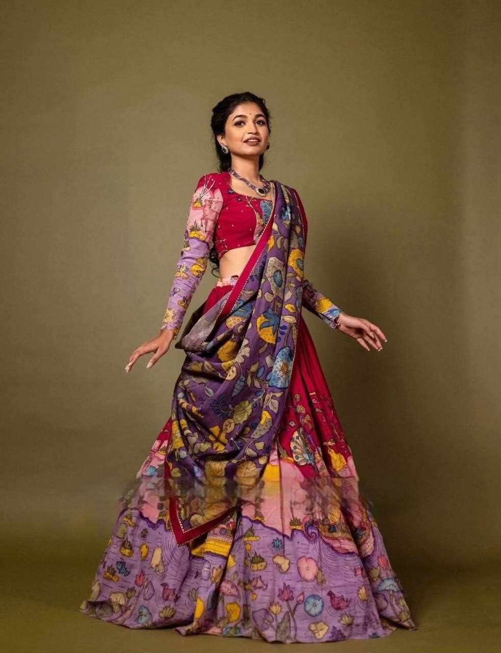 Cotton Kalamkari Print Lehenga (Pc 437)