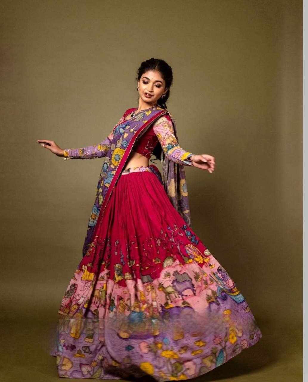Cotton Kalamkari Print Lehenga (Pc 437)