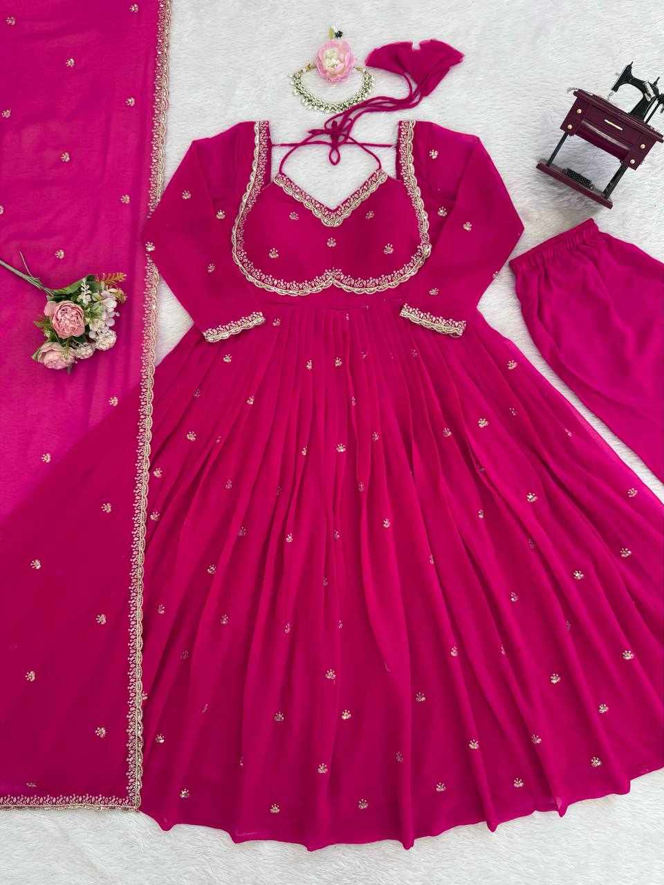 Prmeium Elegance Foux Gorgette Pink Dress (RTC 5924 )