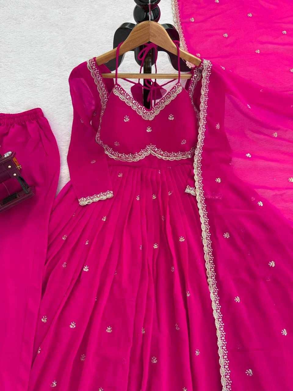 Prmeium Elegance Foux Gorgette Pink Dress (RTC 5924 )