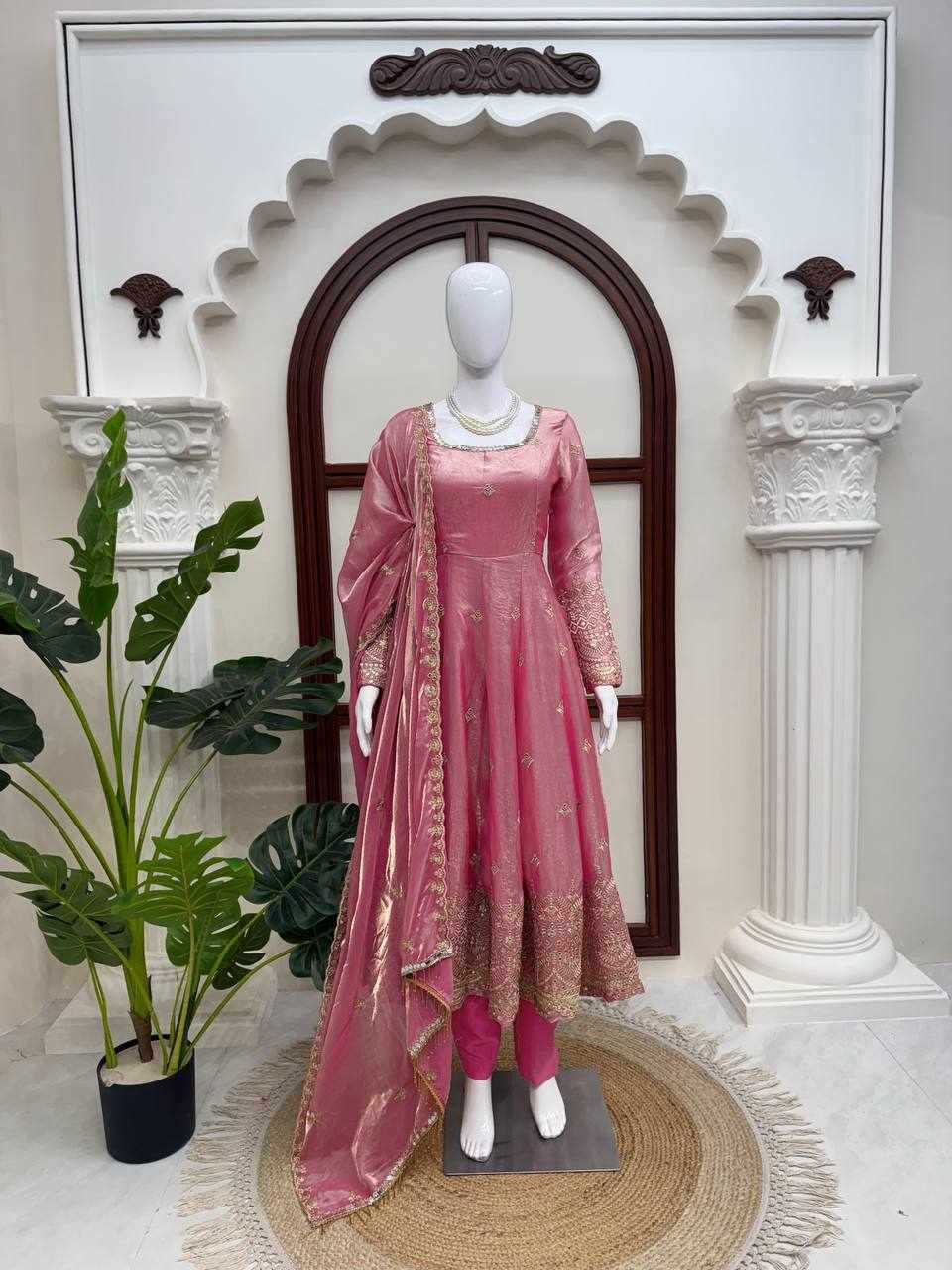 Elegant Ethic Party Wear Pink Dress  (KD 1633)