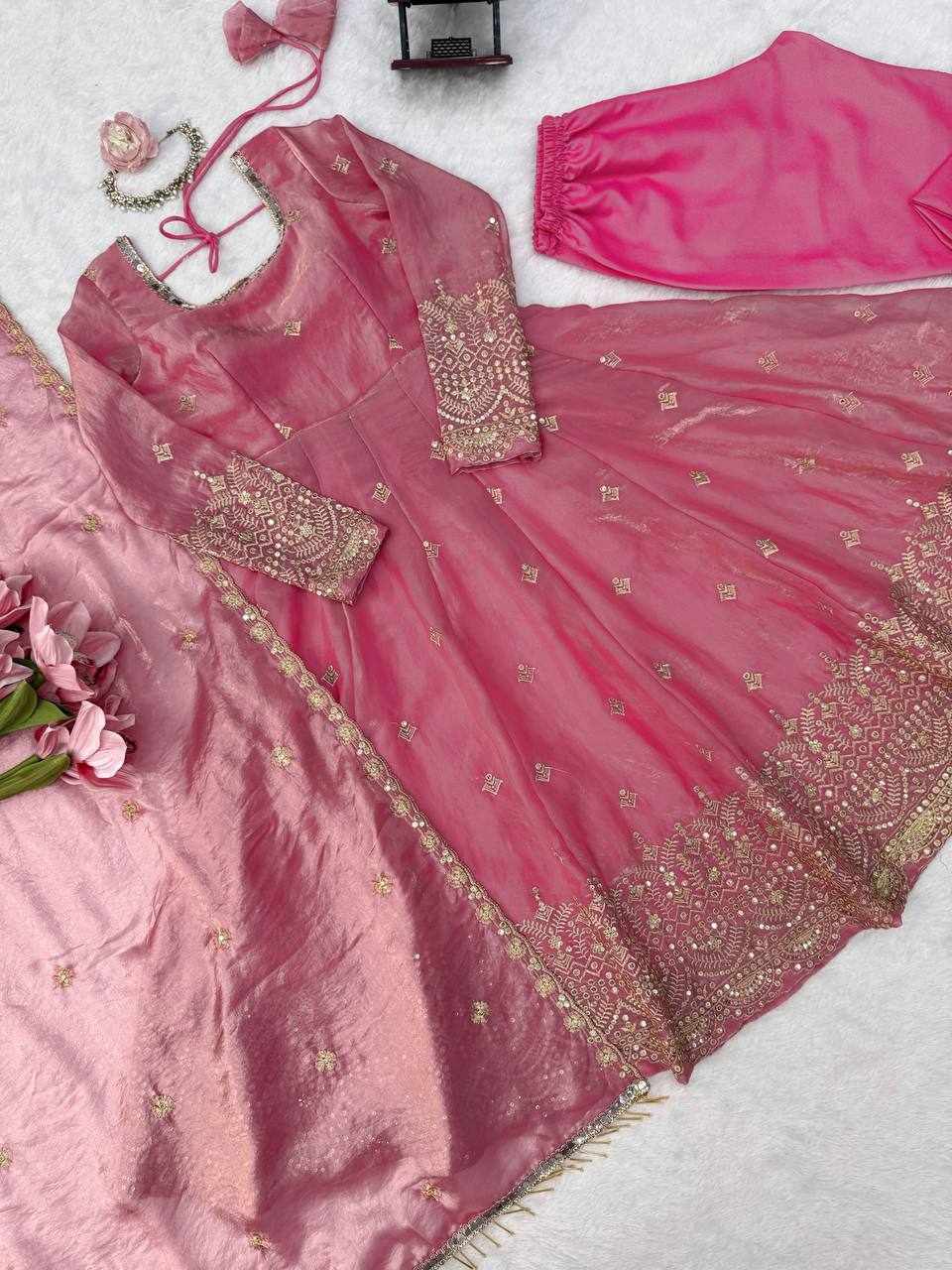 Elegant Ethic Party Wear Pink Dress  (KD 1633)
