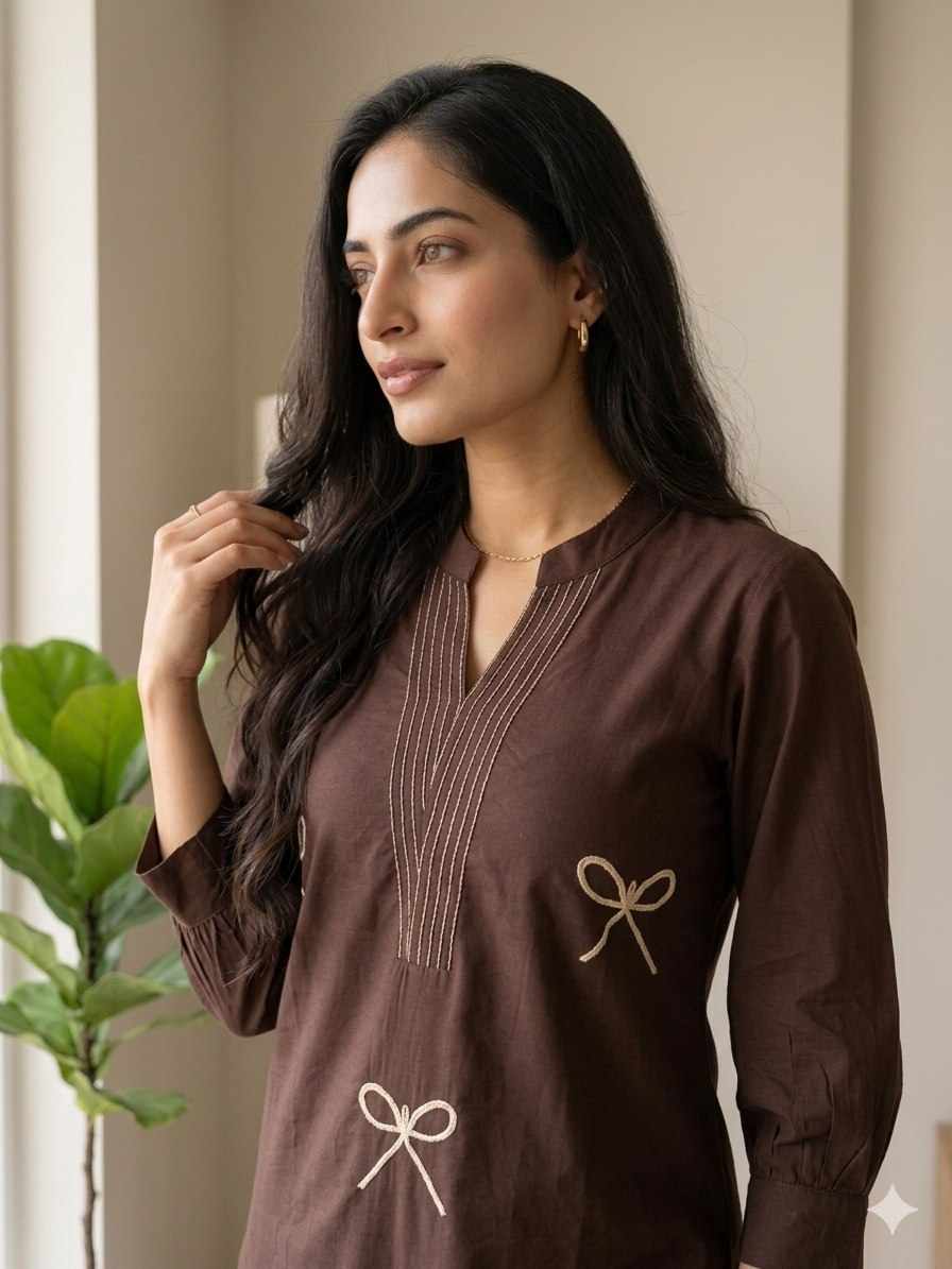 Beautiful Soft Classy Tone Brown Dress  (WM 40)