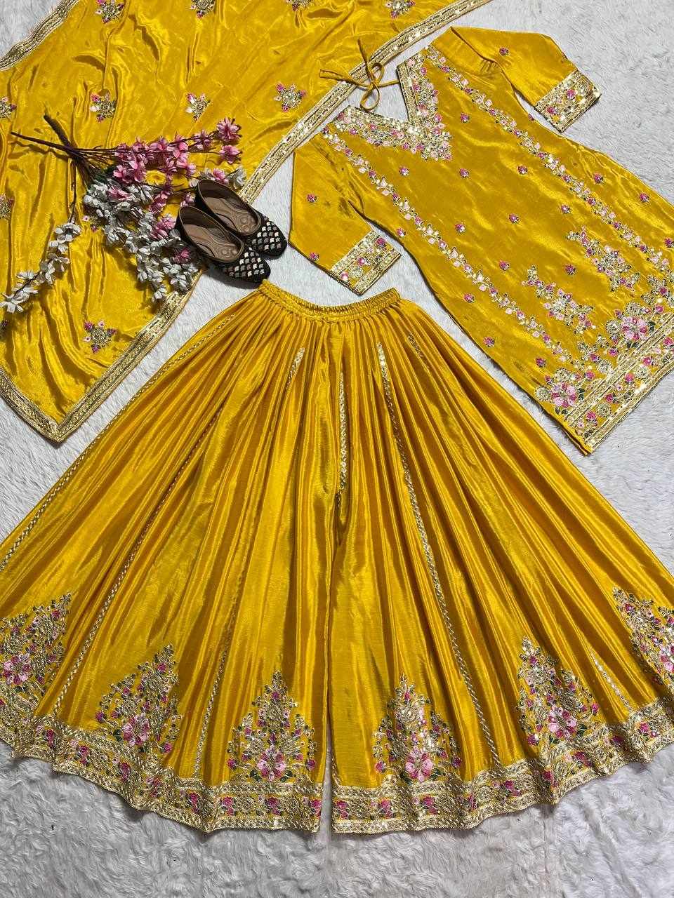 Yellow Heavy Chinnon Dress  (MF 441)