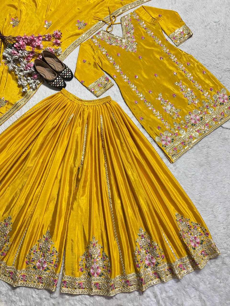 Yellow Heavy Chinnon Dress  (MF 441)