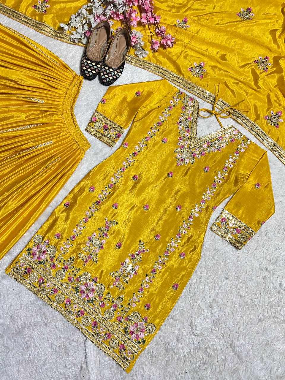 Yellow Heavy Chinnon Dress  (MF 441)