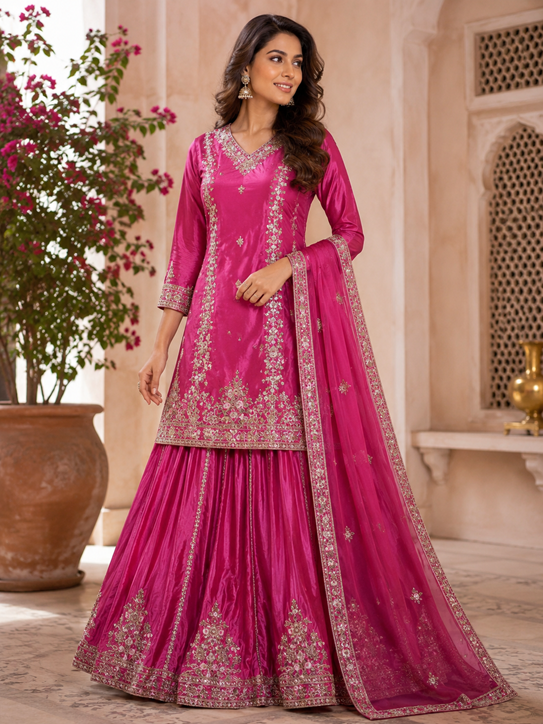 Pink Heavy Chinnon Dress  (MF 441 )