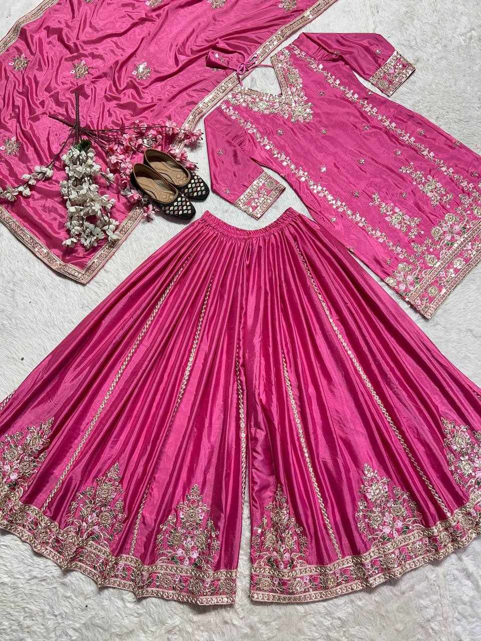 Pink Heavy Chinnon Dress  (MF 441 )