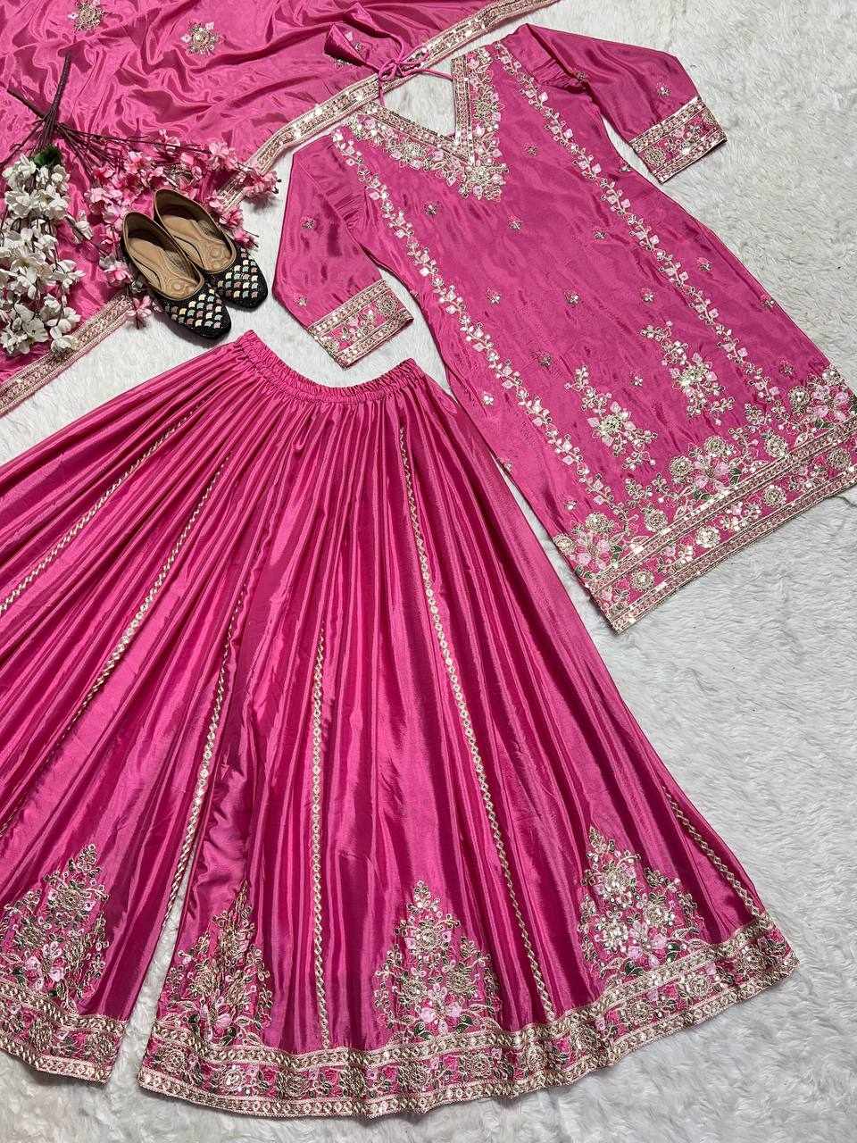 Pink Heavy Chinnon Dress  (MF 441 )