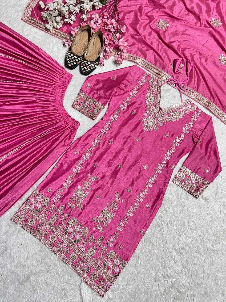 Pink Heavy Chinnon Dress  (MF 441 )