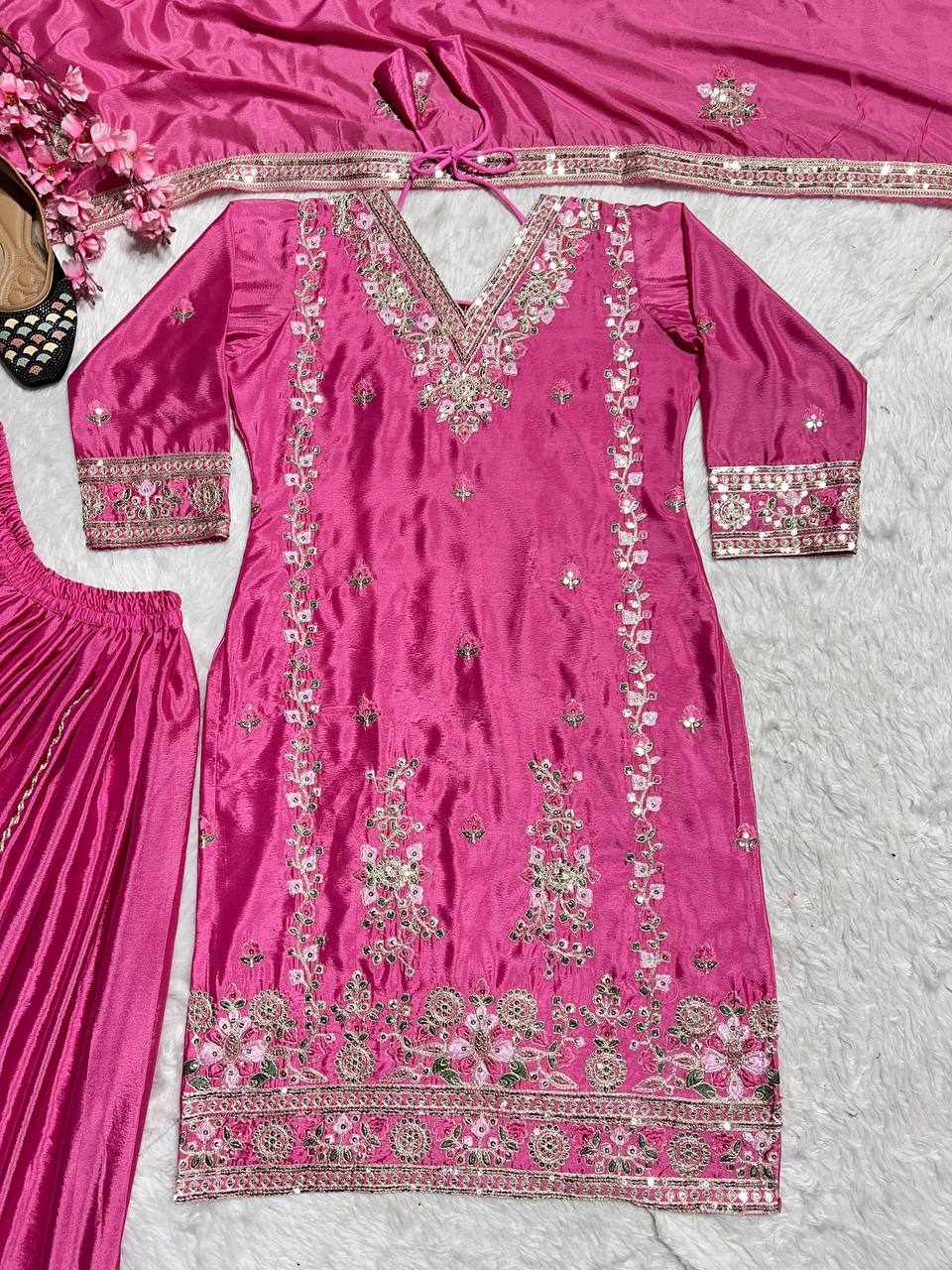 Pink Heavy Chinnon Dress  (MF 441 )