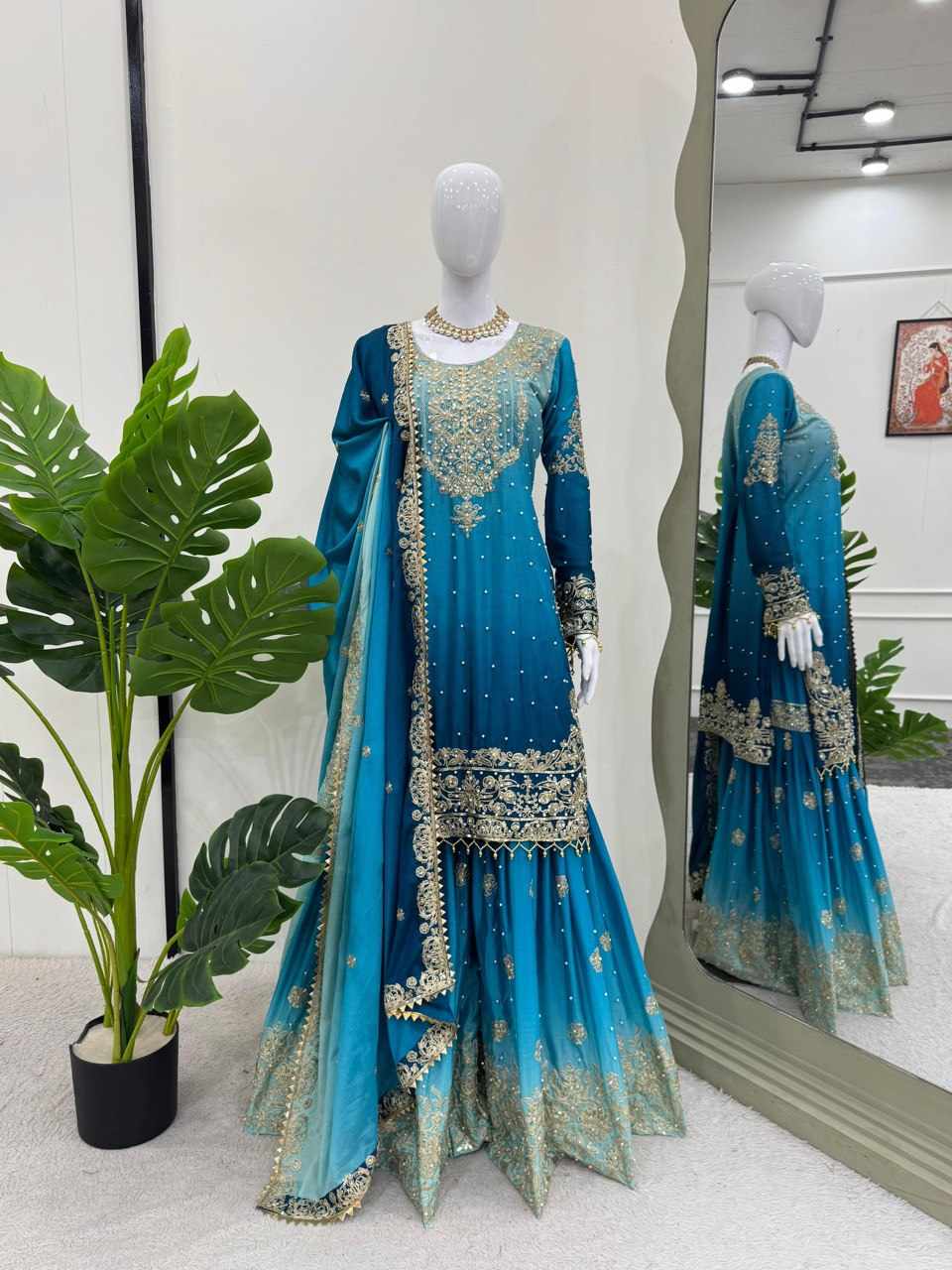 Havy Chinon Blue Designer Suit  (KD 1498)