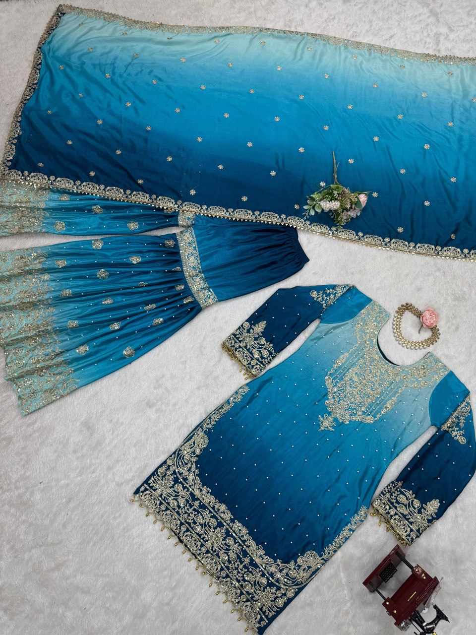 Havy Chinon Blue Designer Suit  (KD 1498)