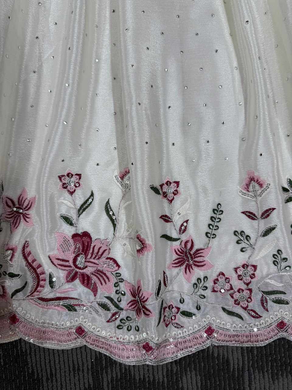 Chinon silk thread with Sequnce Off White Readymade Dress  (RTC 5873)
