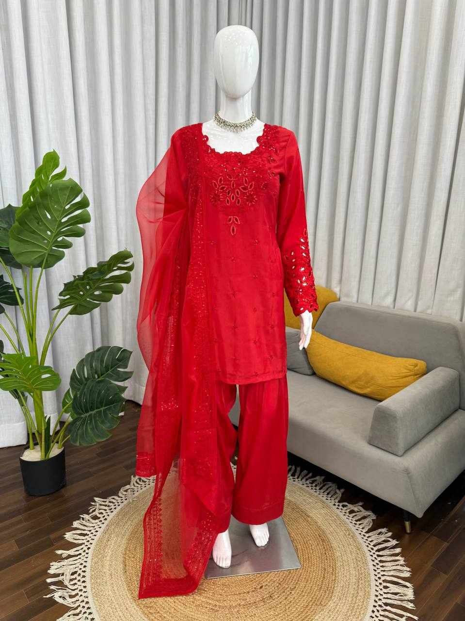 New Occasional Wear Red Color Dress  (RTC 6005)