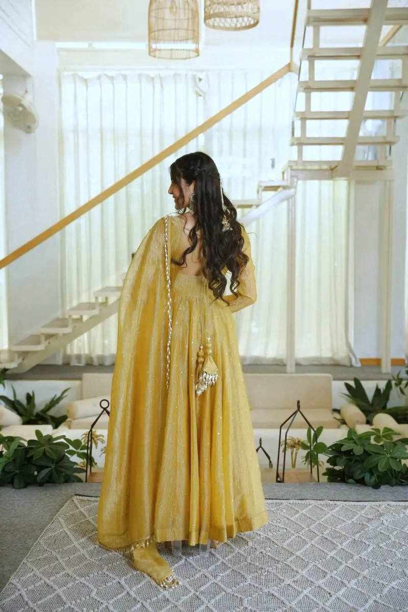 Premium Elegance Ethic Salsa Silk Wear Golden Color Dress  (KD 1641 )