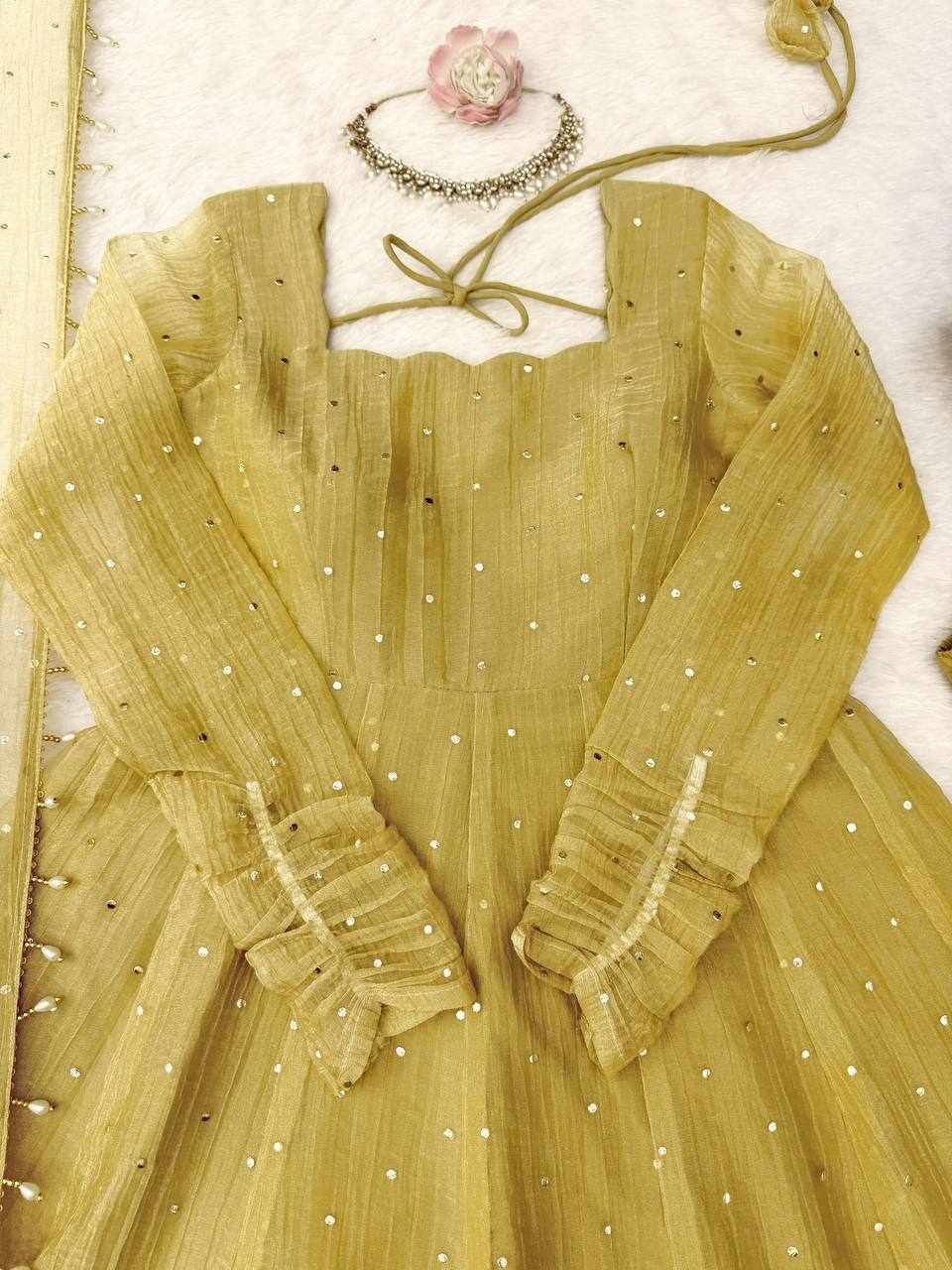 Premium Elegance Ethic Salsa Silk Wear Golden Color Dress  (KD 1641 )