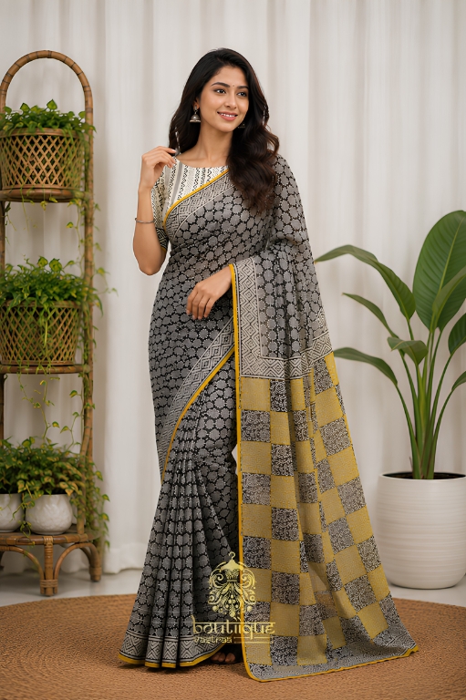 New Exclusive Cotton Kota Design Printed Saree  (KPW 413)