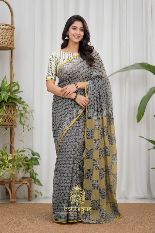 New Exclusive Cotton Kota Design Printed Saree  (KPW 413)
