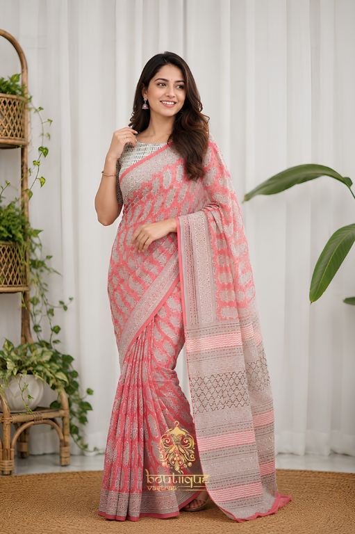 New Exclusive Cotton Kota Design Printed Saree  (KPW 412)