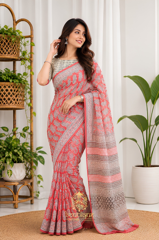 New Exclusive Cotton Kota Design Printed Saree  (KPW 412)