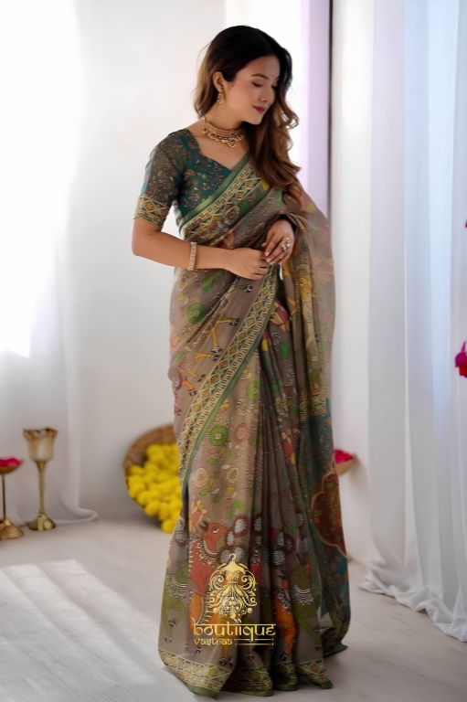 Premium New Beautiful Flower Design Cotton Saree (KPW 411)