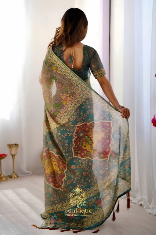 Premium New Beautiful Flower Design Cotton Saree (KPW 411)