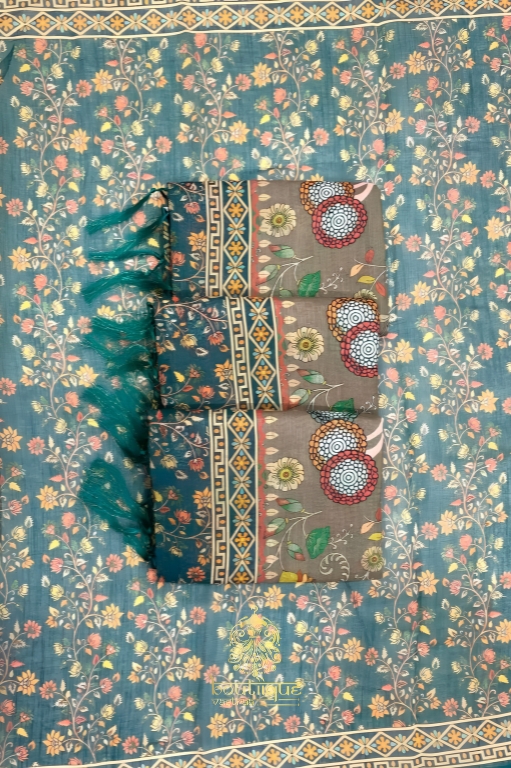 Premium New Beautiful Flower Design Cotton Saree (KPW 411)