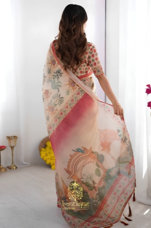 Premium Exclusive Flower Design Cotton Saree  (KPW 409)