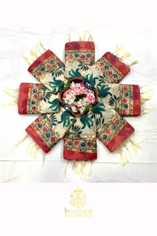 Premium Exclusive Flower Design Cotton Saree  (KPW 409)