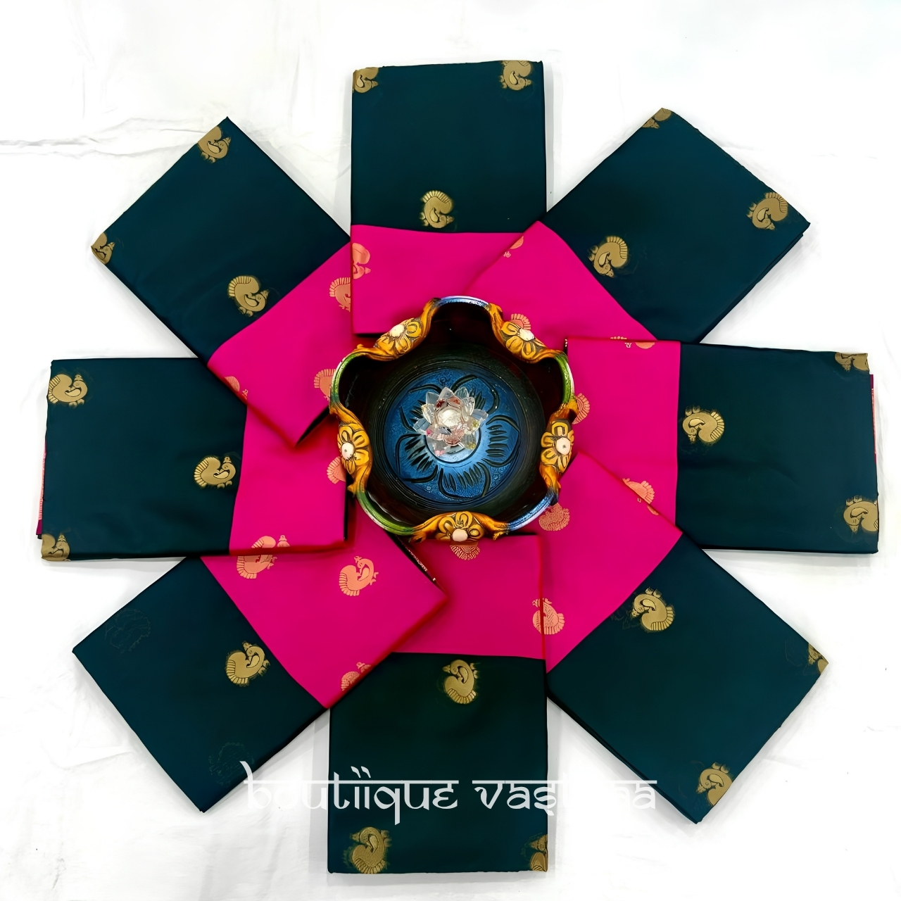 Prmeium Ethic Wear Cream With Purple Silk Saree  (KPR 308)