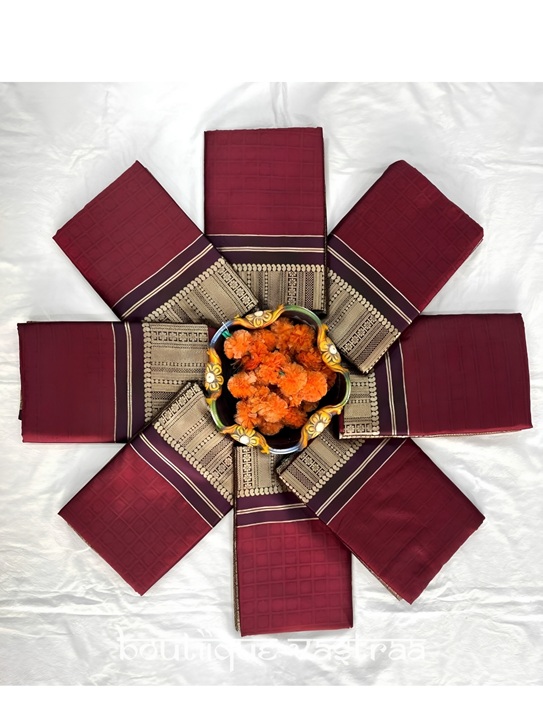 Premium Ethic Maroon Silk Saree  (KP 7007)