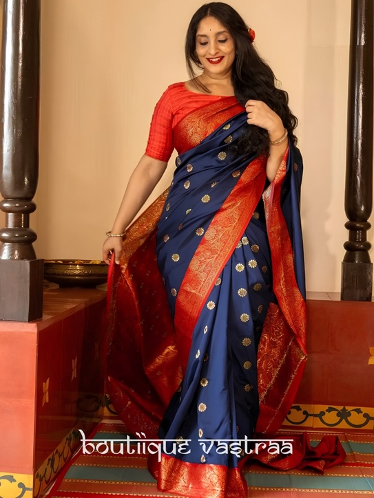 Premium Ethic Blue Purple Saree  (KP 7006)