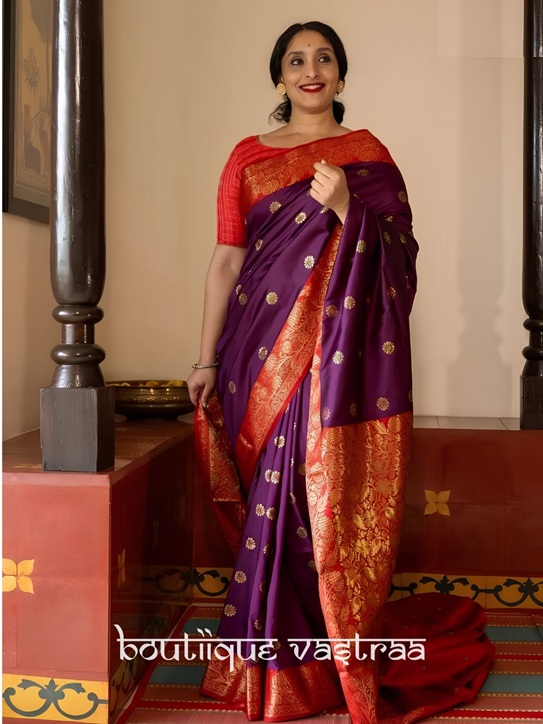Premium Ethic Silk Purple Saree  (KP 7006)