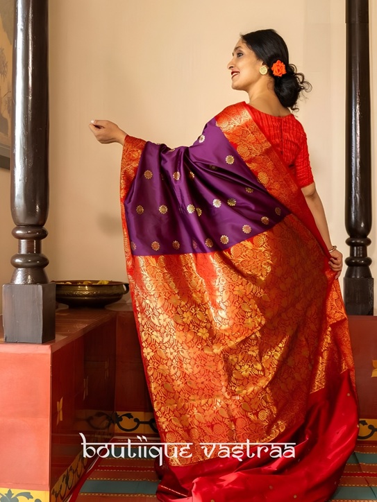 Premium Ethic Silk Purple Saree  (KP 7006)