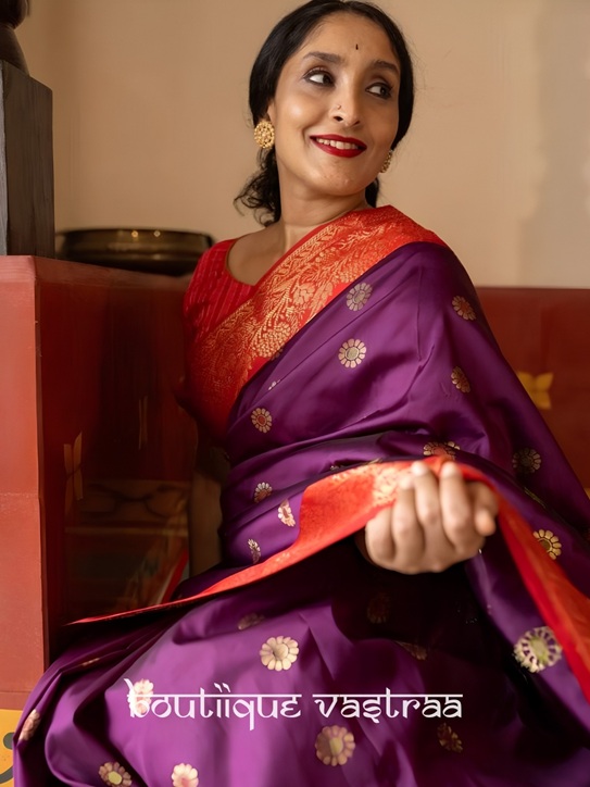 Premium Ethic Silk Purple Saree  (KP 7006)