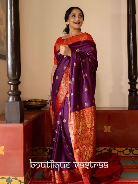 Premium Ethic Silk Purple Saree  (KP 7006)