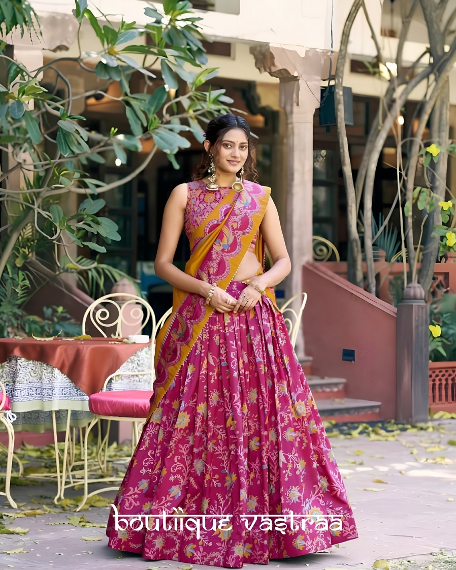 Pink Floral Printed Lehenga(PIYU 12-06 )
